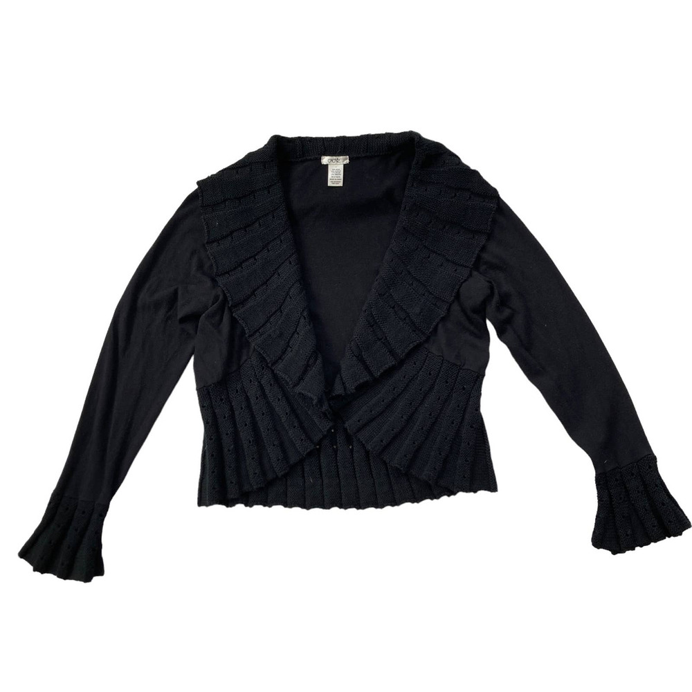 Cache Vintage Y2K Wool Blend Ribbed Cardigan Black Size Large - Picture 5 of 9